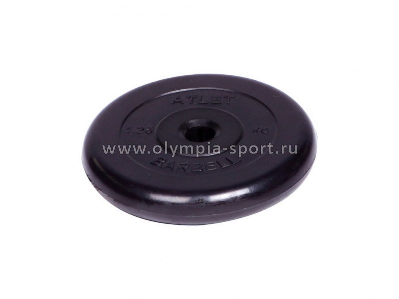 Диск обрезиненный черный d 31мм 1,25кг Atlet