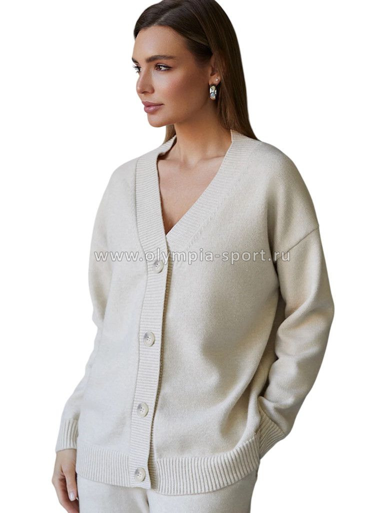 Кардиган женский Vilatte D31.147 овсяный меланж